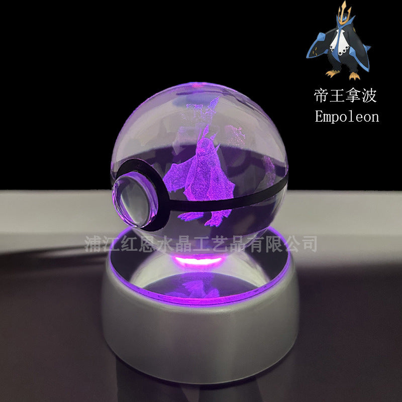 crystal poké ball pokéball 3d pokemon inner carving crystal ball glow ornament birthday gift wholesale