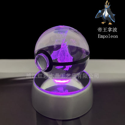 crystal poké ball pokéball 3d pokemon inner carving crystal ball glow ornament birthday gift wholesale