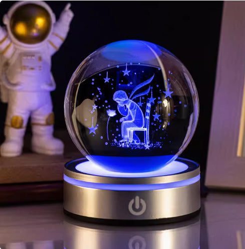 Internet celebrity crystal ball three-dimensional night light RGB color light atmosphere creative LED lamp small round crystal ball gift lamp