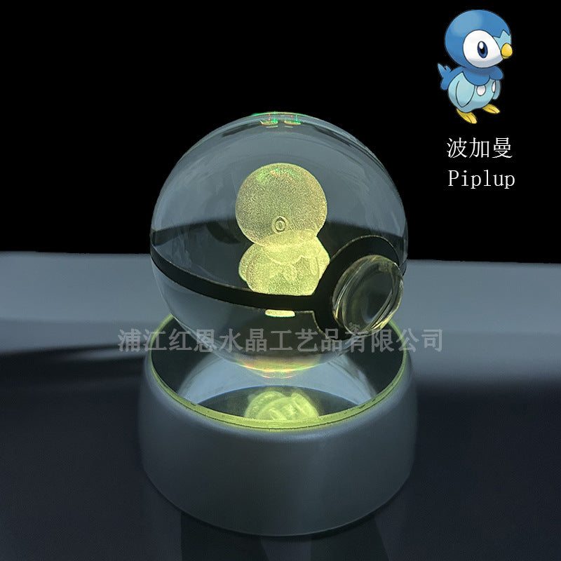 crystal poké ball pokéball 3d pokemon inner carving crystal ball glow ornament birthday gift wholesale