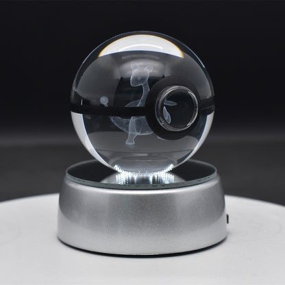 Popular Sun Moon Couple Eevee Creative 3D Pokémon Crystal Ball Cross-border Colorful Luminous Children's Gift