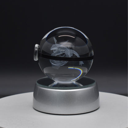 Popular Sun Moon Couple Eevee Creative 3D Pokémon Crystal Ball Cross-border Colorful Luminous Children's Gift