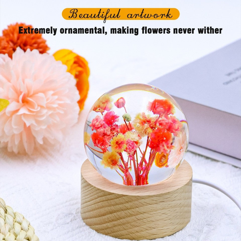 Senior romantic birthday gifts, real flowers, resin frozen ball ornaments, holiday gifts for girls, friends, girlfriends, mothers