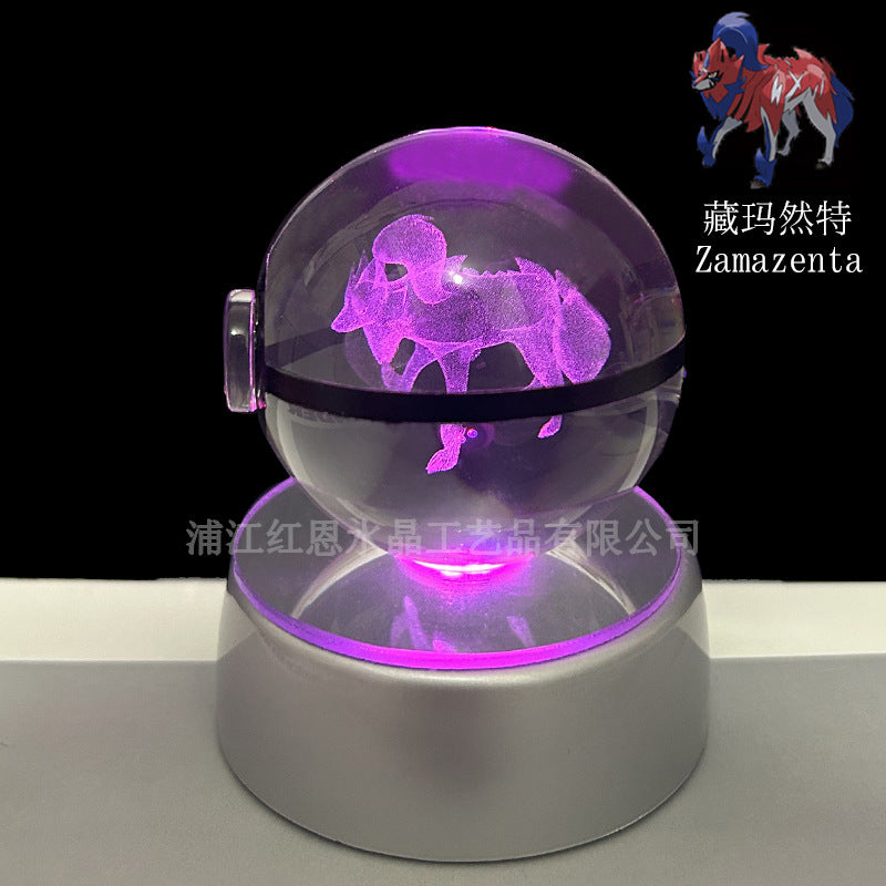crystal poké ball pokéball 3d pokemon inner carving crystal ball glow ornament birthday gift wholesale