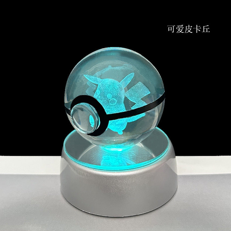 crystal poké ball pokéball 3d pokemon inner carving crystal ball glow ornament birthday gift wholesale