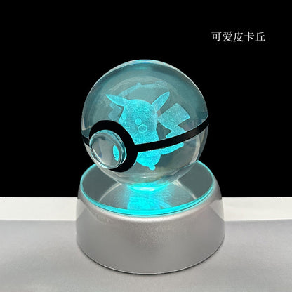 crystal poké ball pokéball 3d pokemon inner carving crystal ball glow ornament birthday gift wholesale