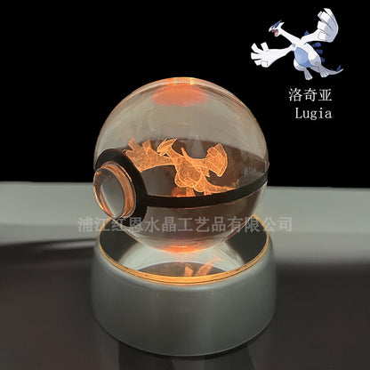 crystal poké ball pokéball 3d pokemon inner carving crystal ball glow ornament birthday gift wholesale
