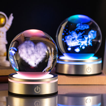 Internet celebrity crystal ball three-dimensional night light RGB color light atmosphere creative LED lamp small round crystal ball gift lamp