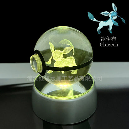 crystal poké ball pokéball 3d pokemon inner carving crystal ball glow ornament birthday gift wholesale