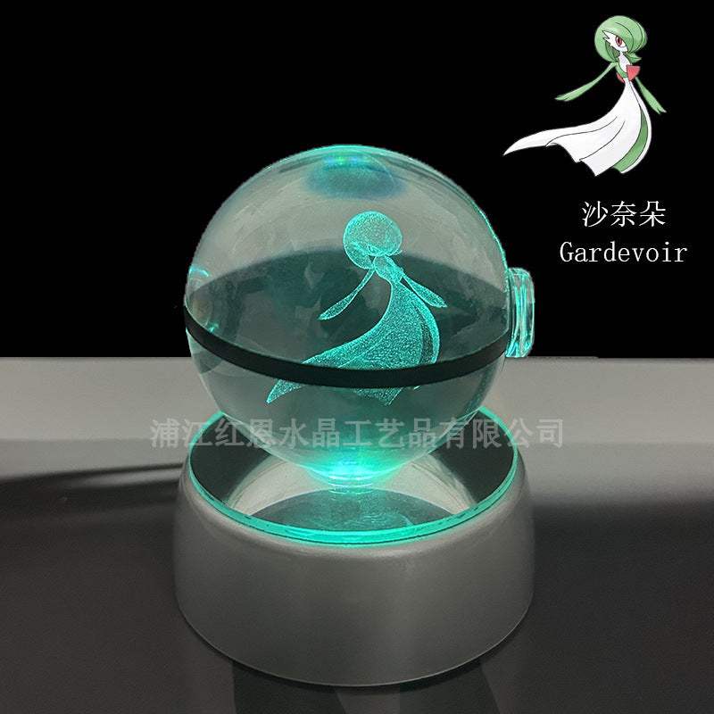 crystal poké ball pokéball 3d pokemon inner carving crystal ball glow ornament birthday gift wholesale