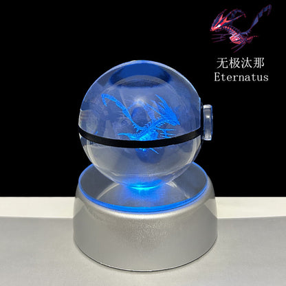 crystal poké ball pokéball 3d pokemon inner carving crystal ball glow ornament birthday gift wholesale