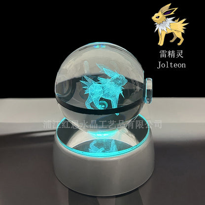 crystal poké ball pokéball 3d pokemon inner carving crystal ball glow ornament birthday gift wholesale