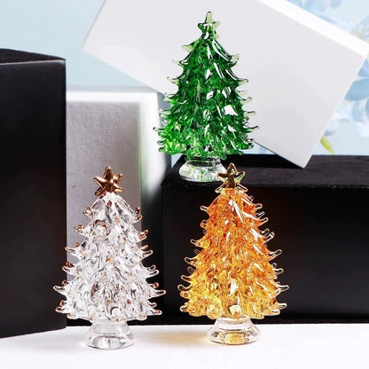 Crystal Christmas Tree Ornament Christmas Gift Birthday Gift Boyfriend and Girlfriend Home Living Room Decoration Green Peace Tree