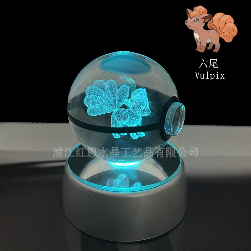 crystal poké ball pokéball 3d pokemon inner carving crystal ball glow ornament birthday gift wholesale