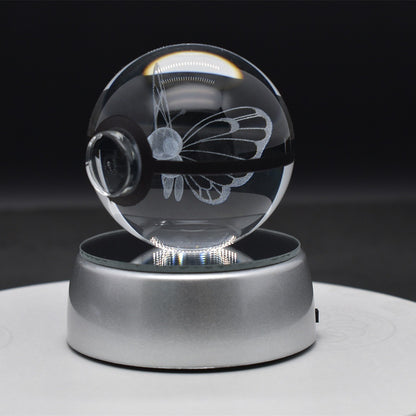 Popular Sun Moon Couple Eevee Creative 3D Pokémon Crystal Ball Cross-border Colorful Luminous Children's Gift