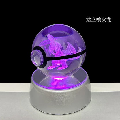 crystal poké ball pokéball 3d pokemon inner carving crystal ball glow ornament birthday gift wholesale