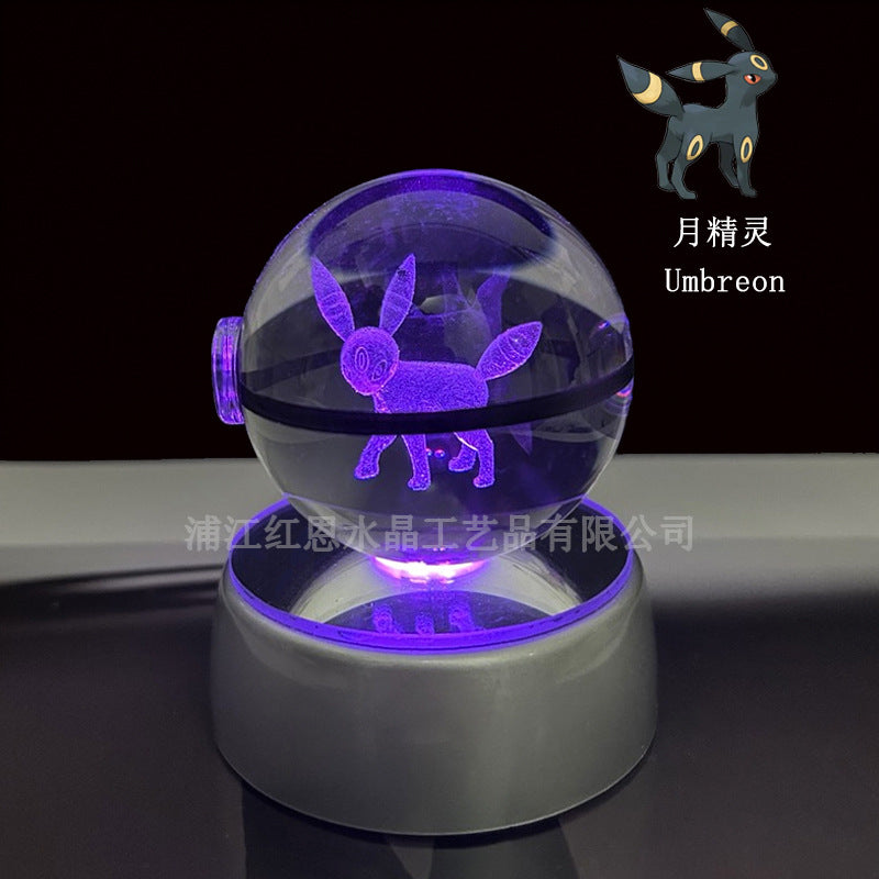 crystal poké ball pokéball 3d pokemon inner carving crystal ball glow ornament birthday gift wholesale