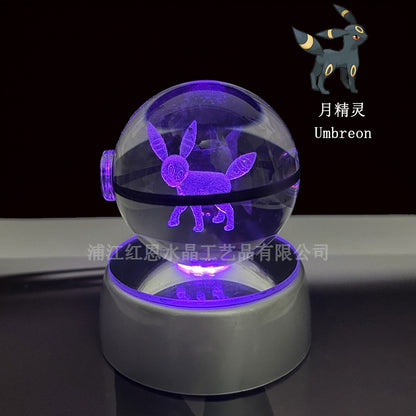 crystal poké ball pokéball 3d pokemon inner carving crystal ball glow ornament birthday gift wholesale