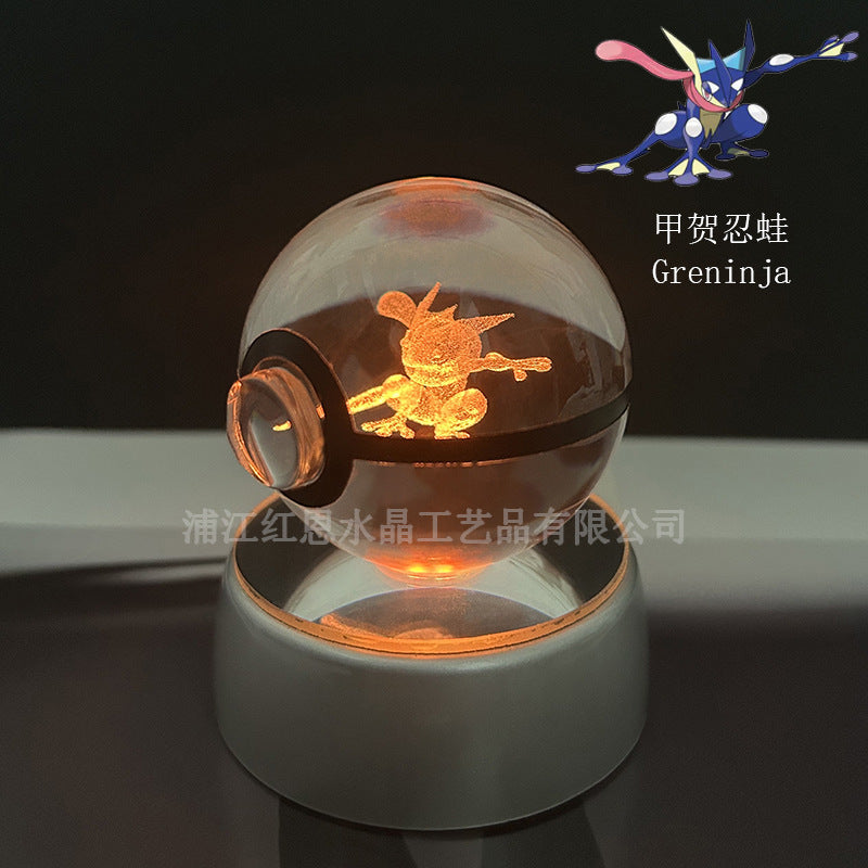 crystal poké ball pokéball 3d pokemon inner carving crystal ball glow ornament birthday gift wholesale