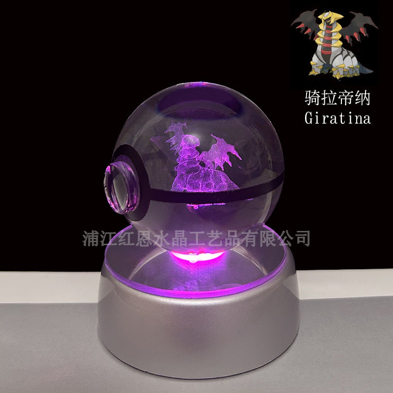crystal poké ball pokéball 3d pokemon inner carving crystal ball glow ornament birthday gift wholesale