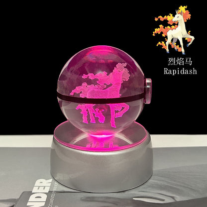 crystal poké ball pokéball 3d pokemon inner carving crystal ball glow ornament birthday gift wholesale
