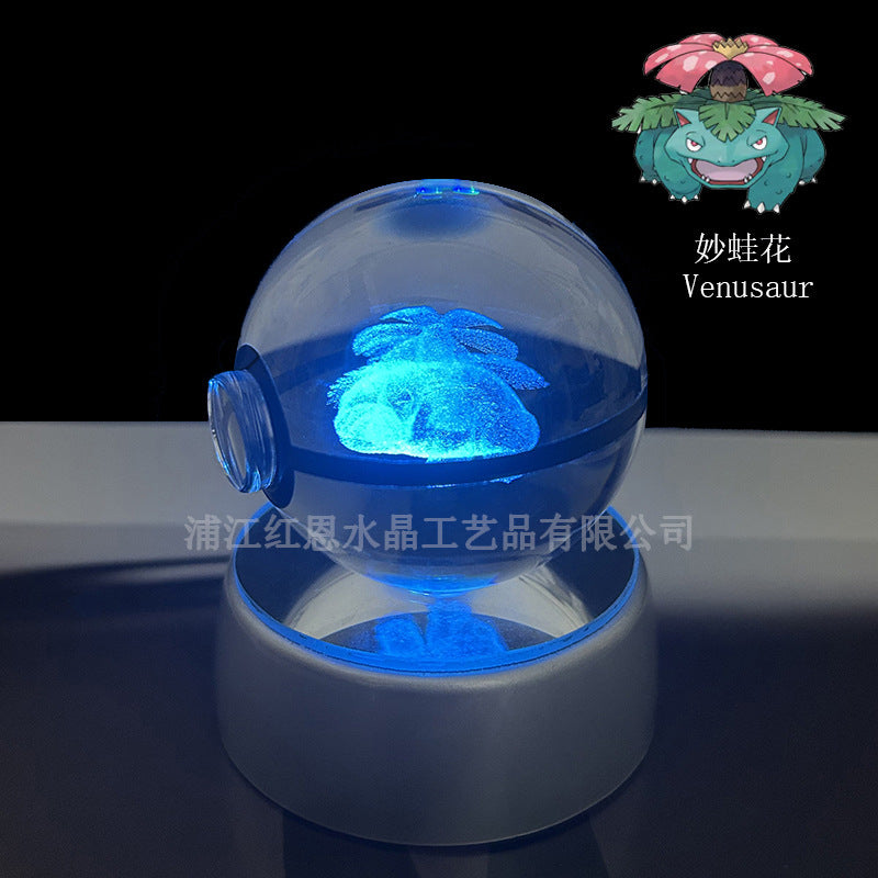 crystal poké ball pokéball 3d pokemon inner carving crystal ball glow ornament birthday gift wholesale