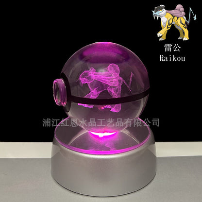 crystal poké ball pokéball 3d pokemon inner carving crystal ball glow ornament birthday gift wholesale