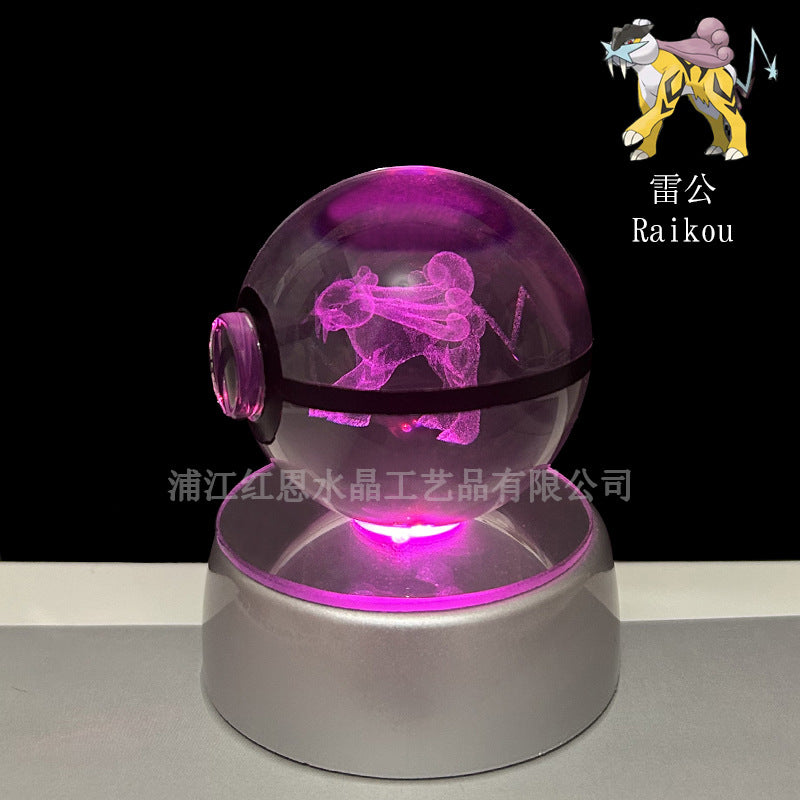 crystal poké ball pokéball 3d pokemon inner carving crystal ball glow ornament birthday gift wholesale