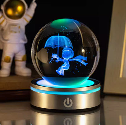 Internet celebrity crystal ball three-dimensional night light RGB color light atmosphere creative LED lamp small round crystal ball gift lamp