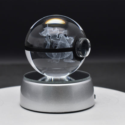 Popular Sun Moon Couple Eevee Creative 3D Pokémon Crystal Ball Cross-border Colorful Luminous Children's Gift