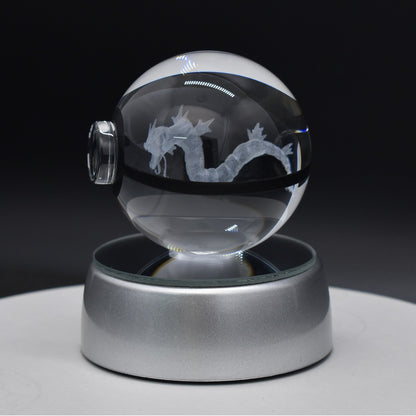 Popular Sun Moon Couple Eevee Creative 3D Pokémon Crystal Ball Cross-border Colorful Luminous Children's Gift