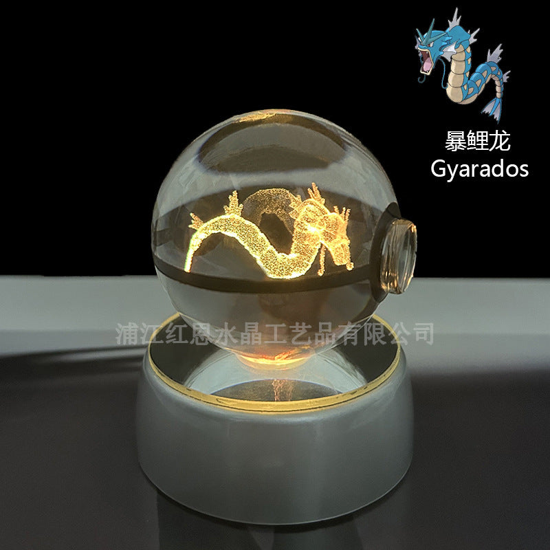 crystal poké ball pokéball 3d pokemon inner carving crystal ball glow ornament birthday gift wholesale
