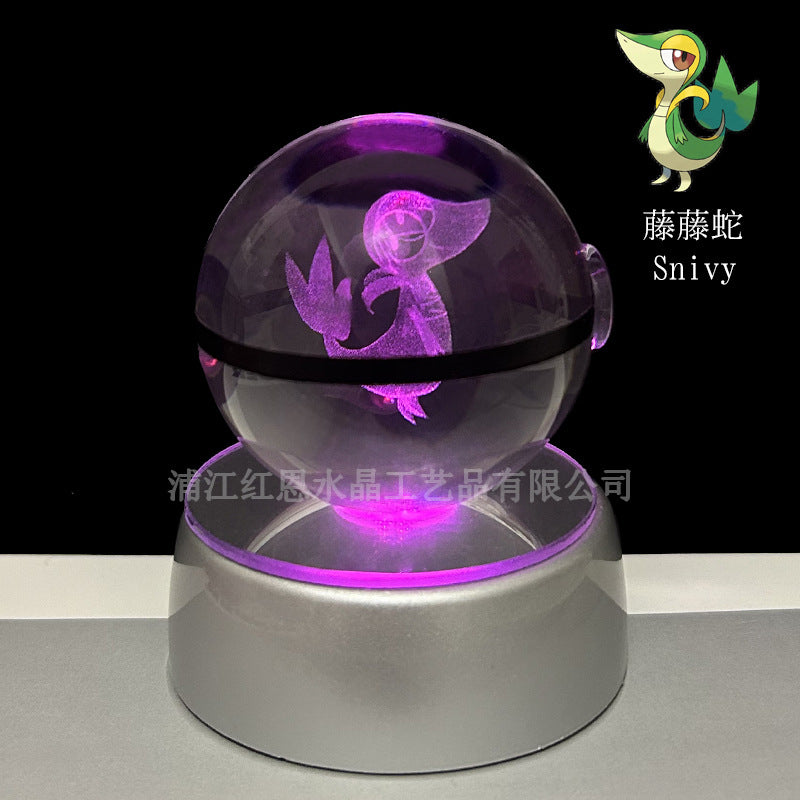 crystal poké ball pokéball 3d pokemon inner carving crystal ball glow ornament birthday gift wholesale