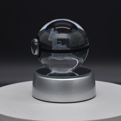 Popular Sun Moon Couple Eevee Creative 3D Pokémon Crystal Ball Cross-border Colorful Luminous Children's Gift