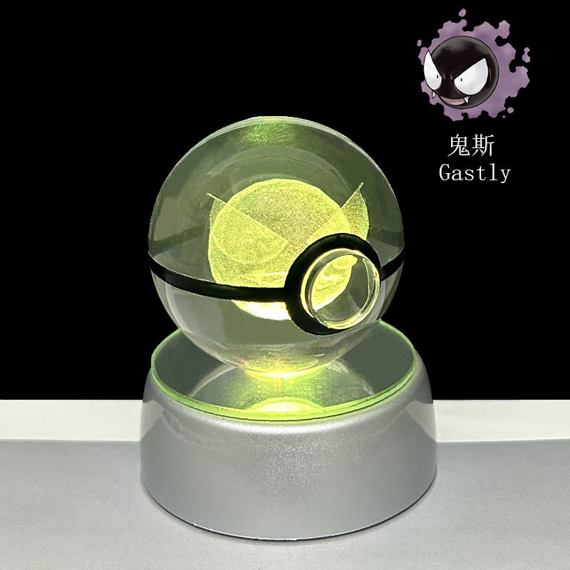 crystal poké ball pokéball 3d pokemon inner carving crystal ball glow ornament birthday gift wholesale