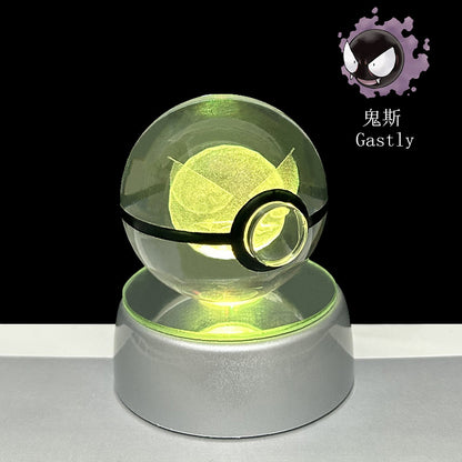 crystal poké ball pokéball 3d pokemon inner carving crystal ball glow ornament birthday gift wholesale