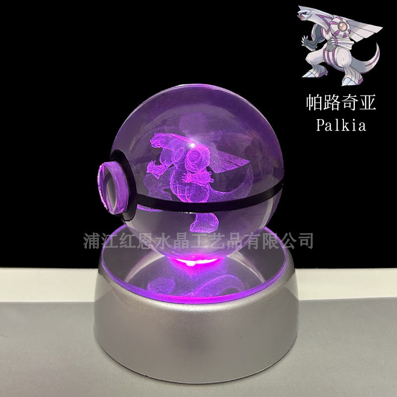 crystal poké ball pokéball 3d pokemon inner carving crystal ball glow ornament birthday gift wholesale