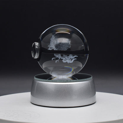Popular Sun Moon Couple Eevee Creative 3D Pokémon Crystal Ball Cross-border Colorful Luminous Children's Gift