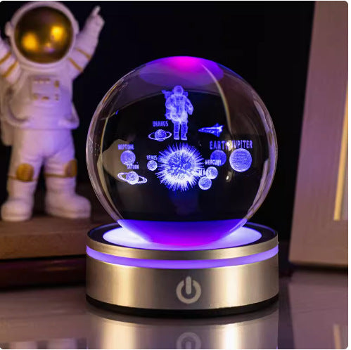 Internet celebrity crystal ball three-dimensional night light RGB color light atmosphere creative LED lamp small round crystal ball gift lamp