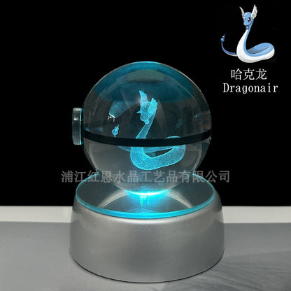 crystal poké ball pokéball 3d pokemon inner carving crystal ball glow ornament birthday gift wholesale