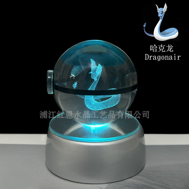crystal poké ball pokéball 3d pokemon inner carving crystal ball glow ornament birthday gift wholesale