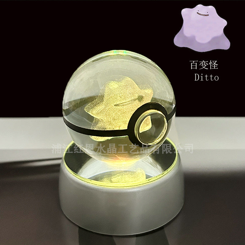 crystal poké ball pokéball 3d pokemon inner carving crystal ball glow ornament birthday gift wholesale