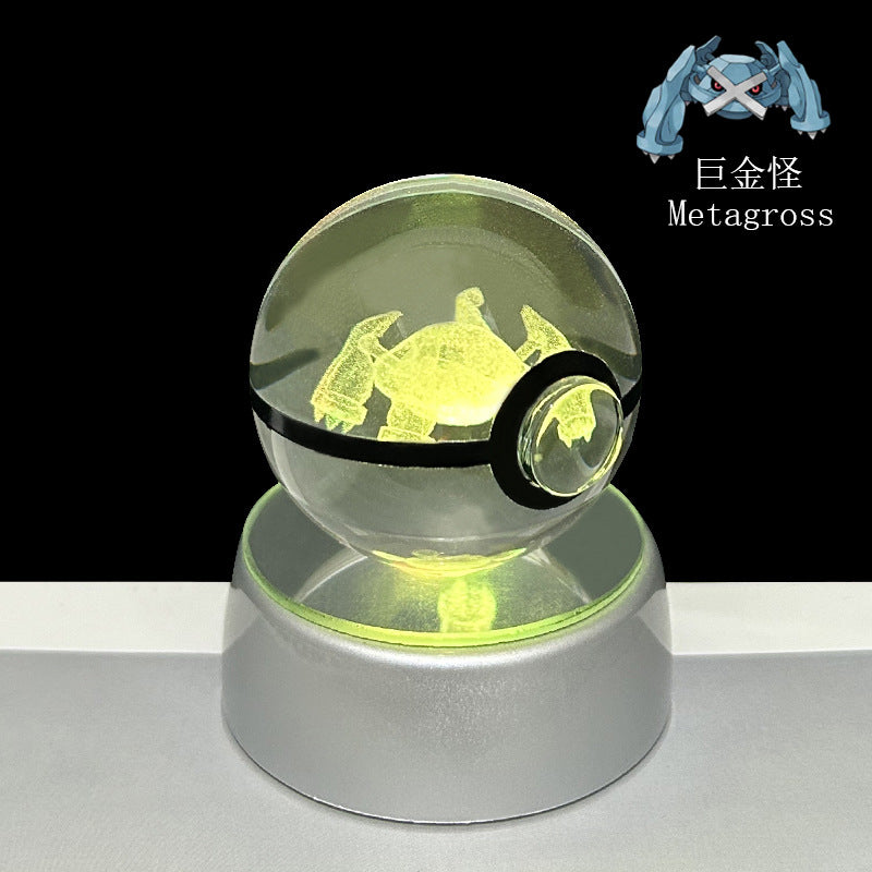 crystal poké ball pokéball 3d pokemon inner carving crystal ball glow ornament birthday gift wholesale
