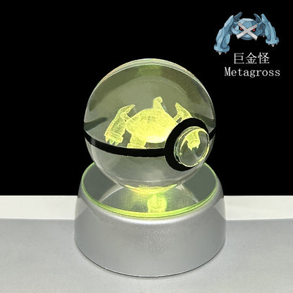 crystal poké ball pokéball 3d pokemon inner carving crystal ball glow ornament birthday gift wholesale