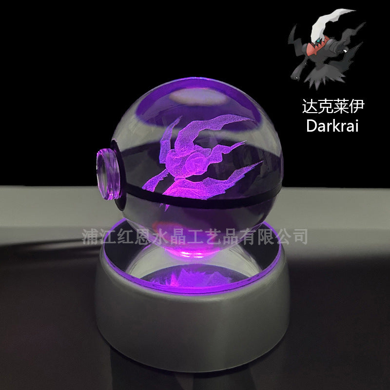 crystal poké ball pokéball 3d pokemon inner carving crystal ball glow ornament birthday gift wholesale