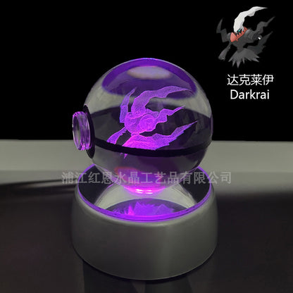 crystal poké ball pokéball 3d pokemon inner carving crystal ball glow ornament birthday gift wholesale