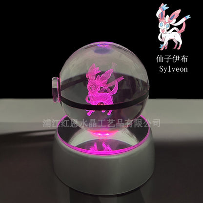 crystal poké ball pokéball 3d pokemon inner carving crystal ball glow ornament birthday gift wholesale