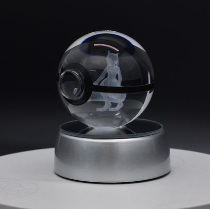 Popular Sun Moon Couple Eevee Creative 3D Pokémon Crystal Ball Cross-border Colorful Luminous Children's Gift