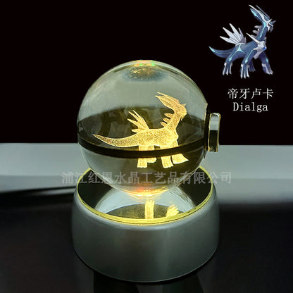 crystal poké ball pokéball 3d pokemon inner carving crystal ball glow ornament birthday gift wholesale