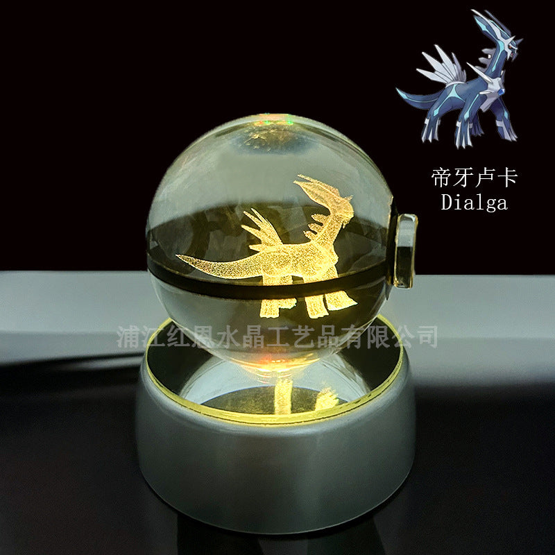 crystal poké ball pokéball 3d pokemon inner carving crystal ball glow ornament birthday gift wholesale